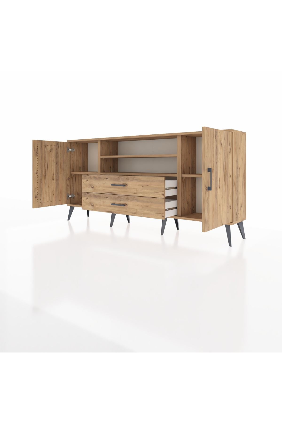 Arges Konsol 4 Raflı 2 Çekmeceli 2 Kapaklı 176x30x83 - S148M018V21A