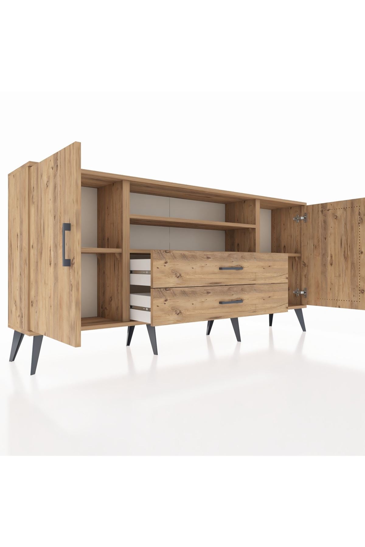 Arges Konsol 4 Raflı 2 Çekmeceli 2 Kapaklı 176x30x83 - S148M018V21A