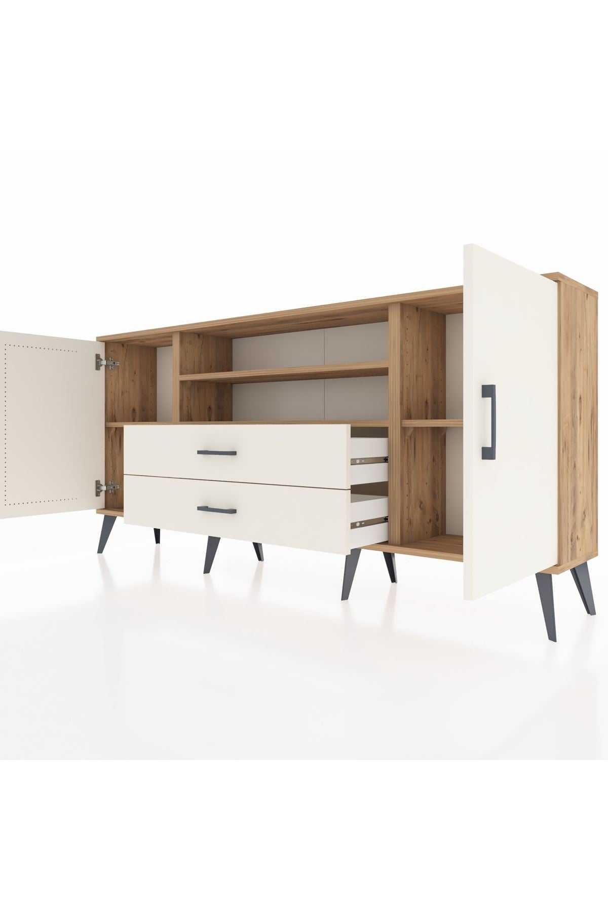 Arges Konsol 4 Raflı 2 Çekmeceli 2 Kapaklı 176x30x83 - S148M018V22A