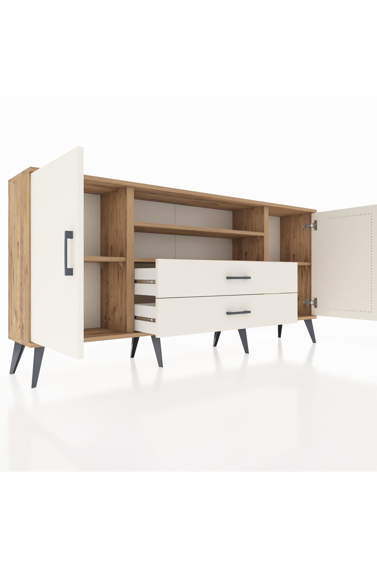 Arges Konsol 4 Raflı 2 Çekmeceli 2 Kapaklı 176x30x83 - S148M018V22A