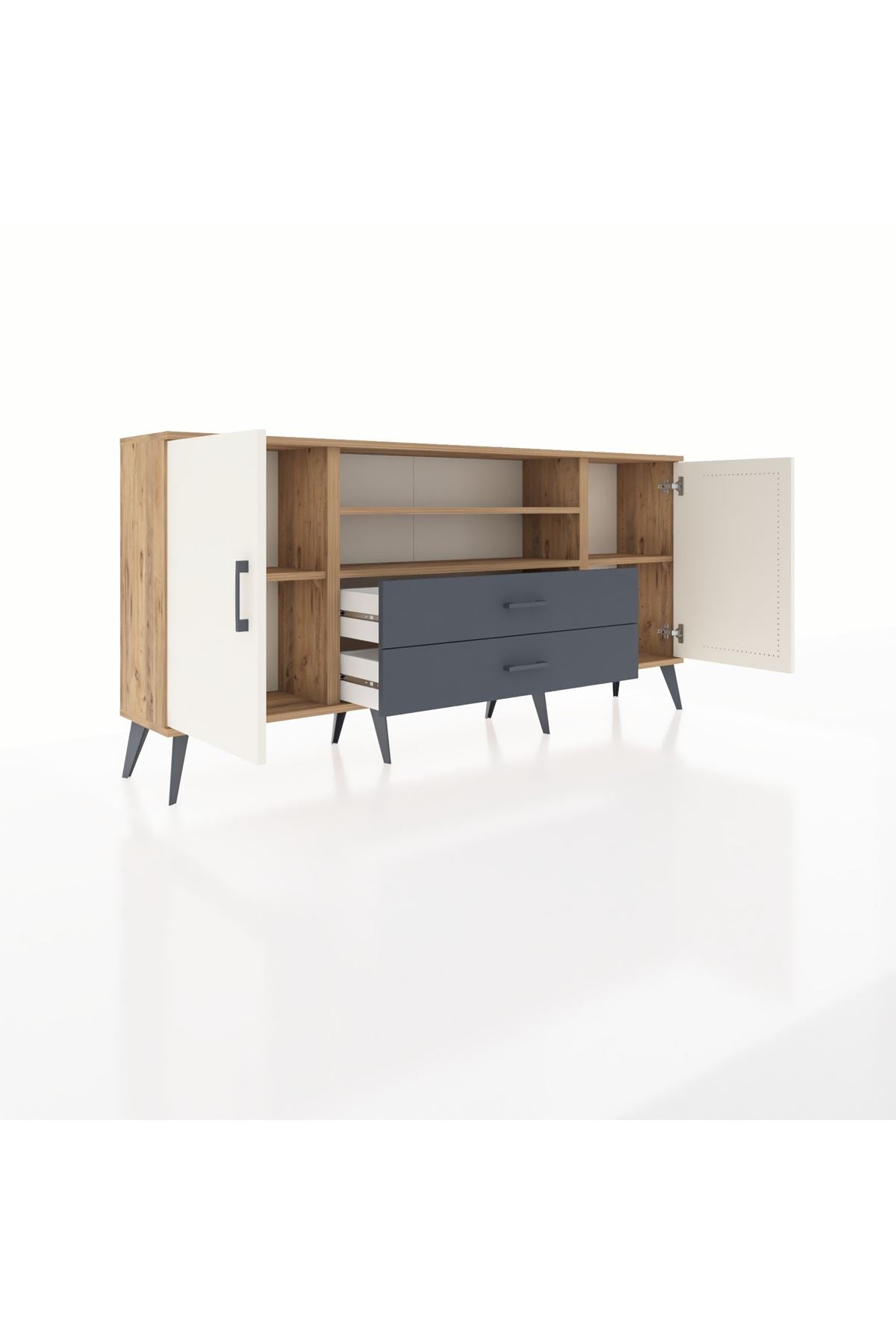 Arges Konsol 4 Raflı 2 Çekmeceli 2 Kapaklı 176x30x83 - S148M018V23A
