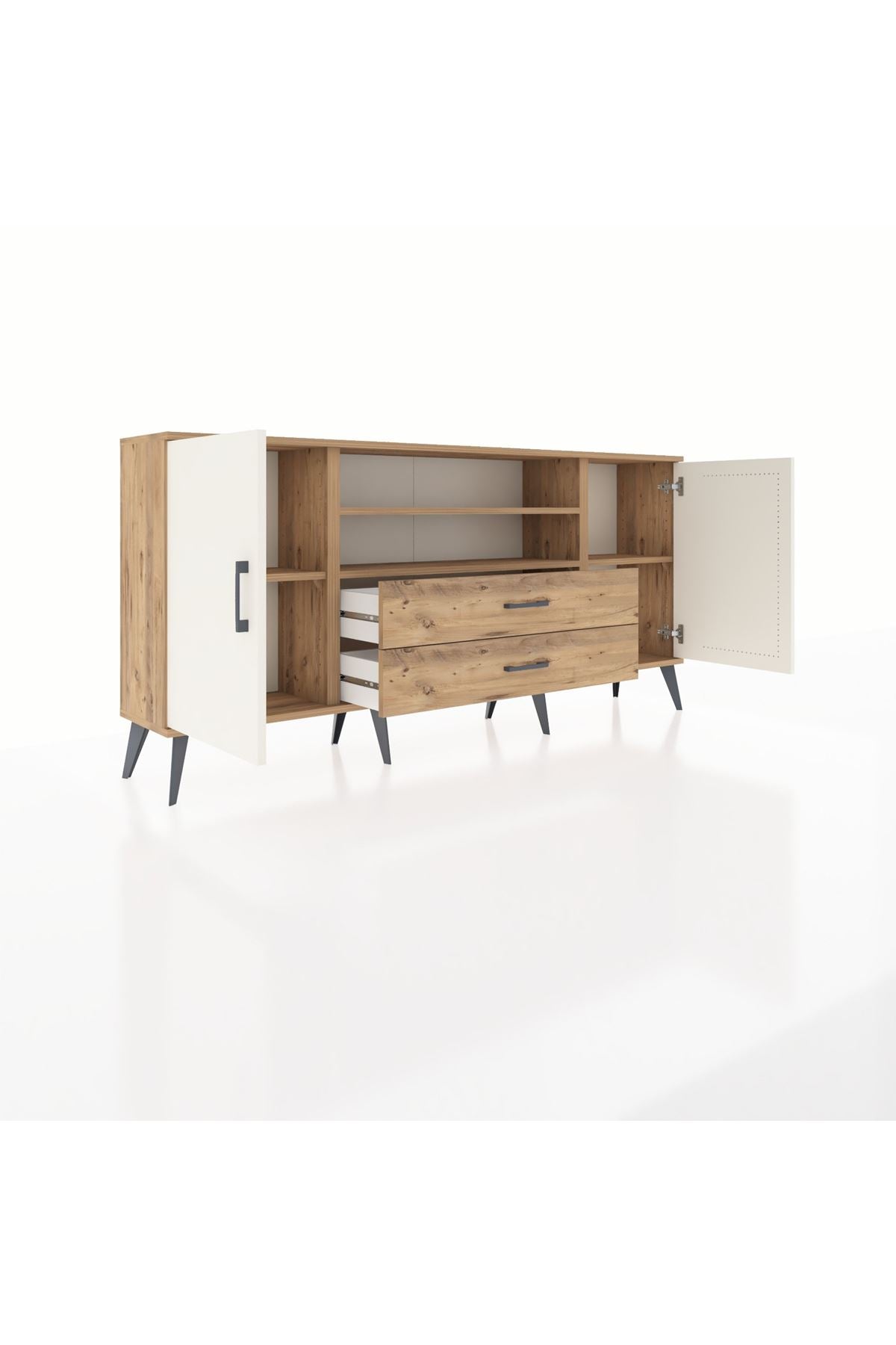 Arges Konsol 4 Raflı 2 Çekmeceli 2 Kapaklı 176x30x83 - S148M018V24A