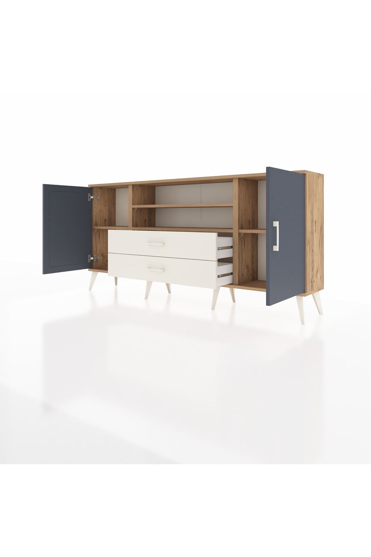 Arges Konsol 4 Raflı 2 Çekmeceli 2 Kapaklı 176x30x83 - S148M018V25A