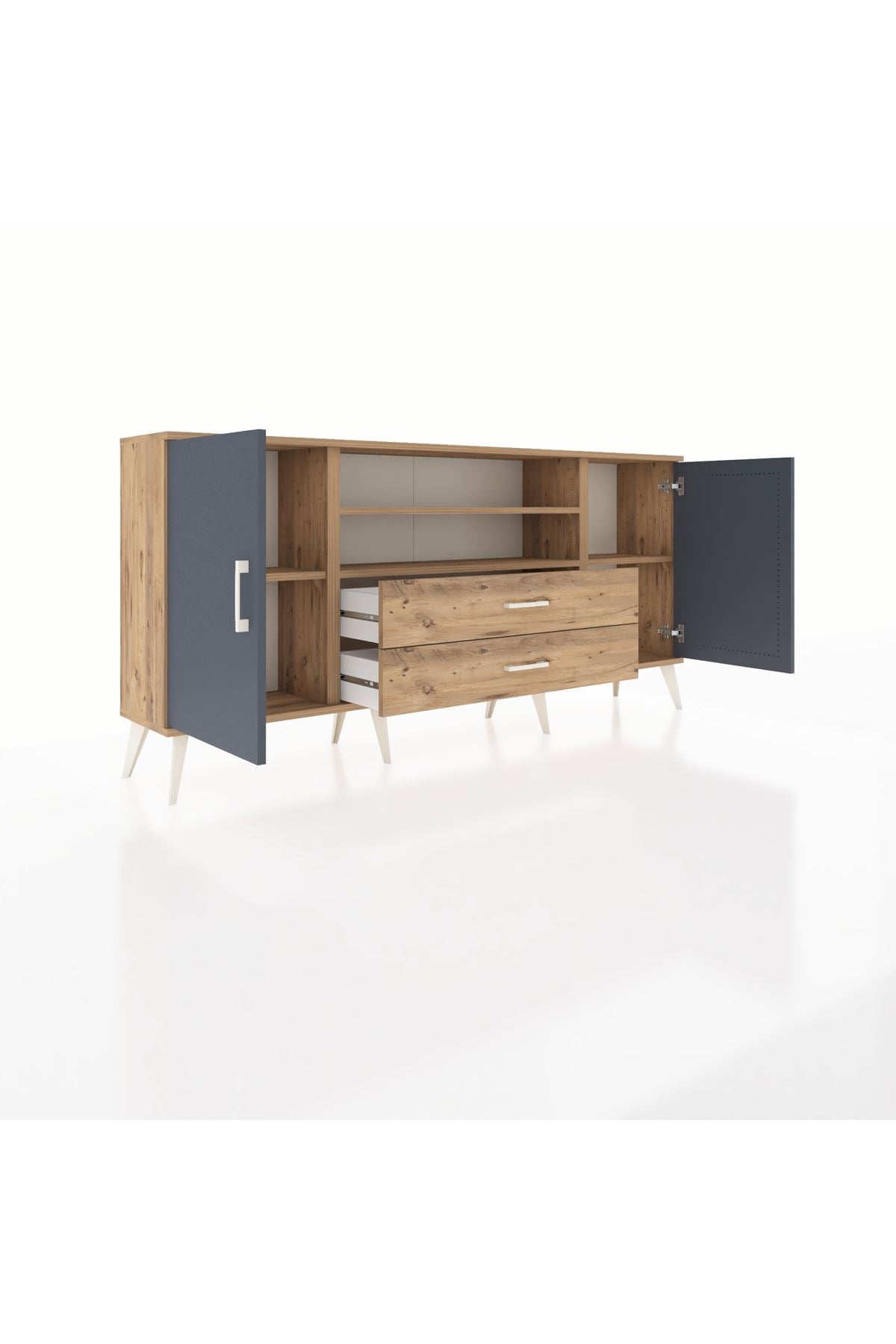 Arges Konsol 4 Raflı 2 Çekmeceli 2 Kapaklı 176x30x83 - S148M018V27A
