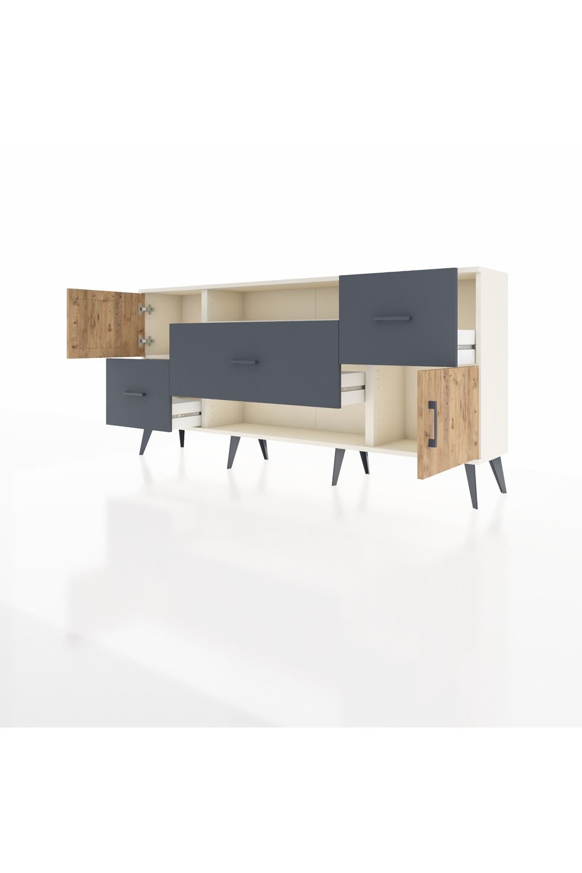 Arges Konsol 2 Raflı 3 Çekmeceli 2 Kapaklı 176x30x83 - S148M020V02A