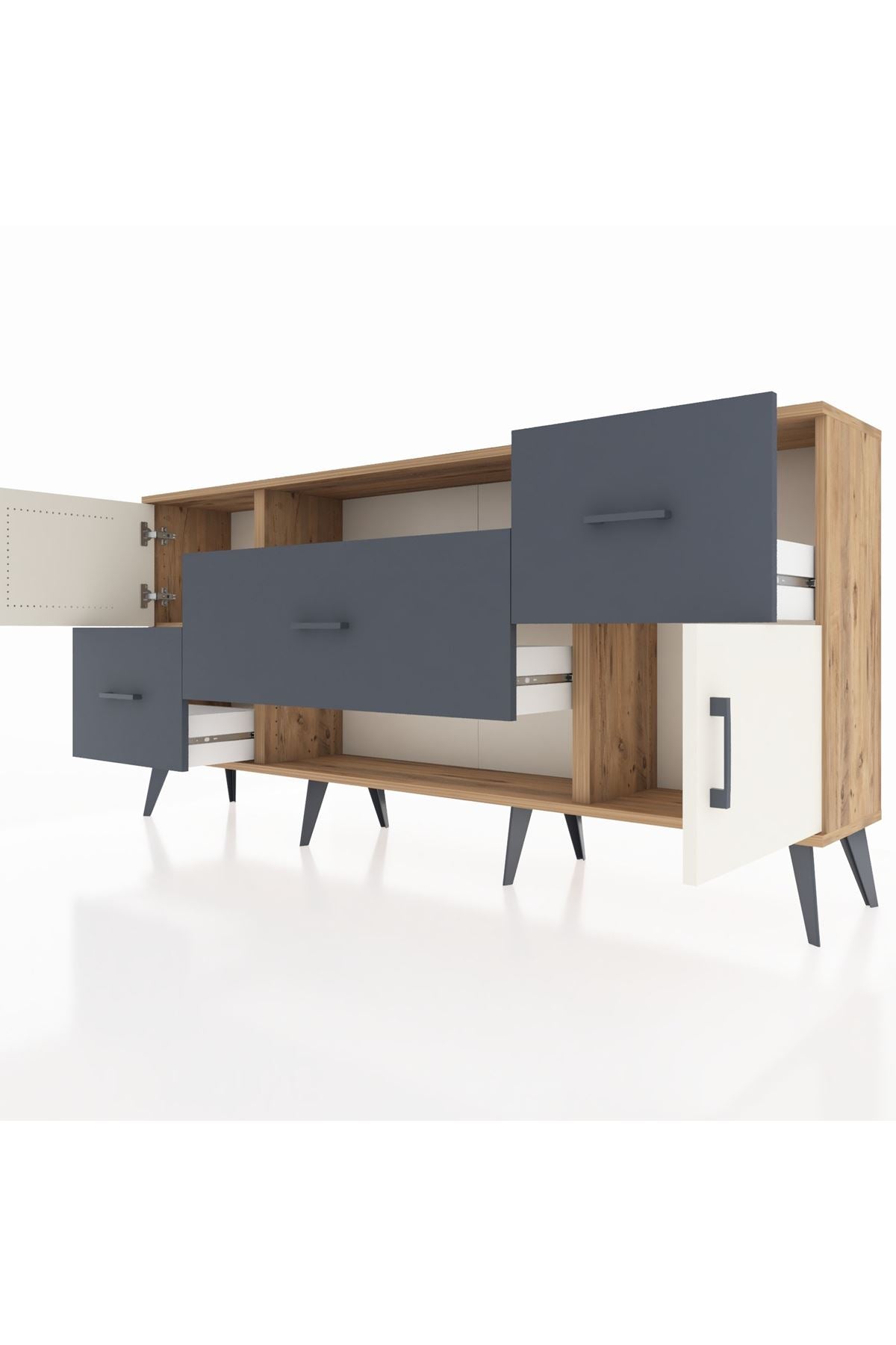 Arges Konsol 2 Raflı 3 Çekmeceli 2 Kapaklı 176x30x83 - S148M020V23A