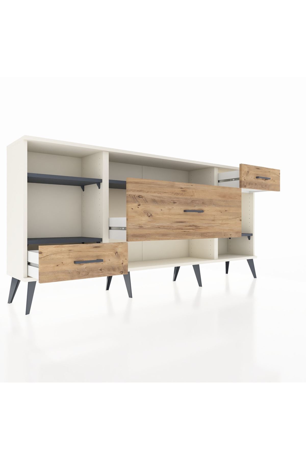 Arges Konsol 4 Raflı 3 Çekmeceli 176x30x83 - S148M021V09A