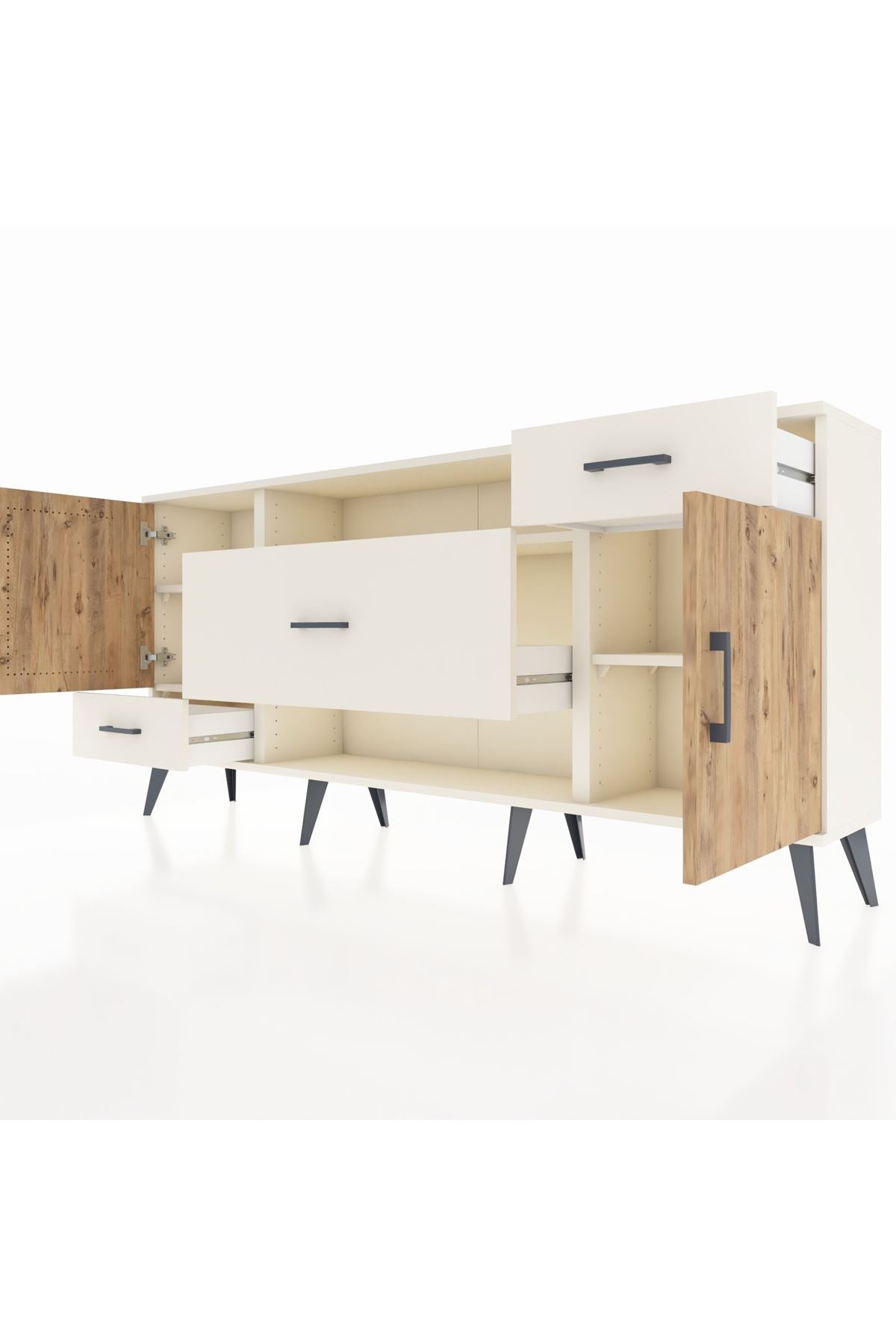 Arges Konsol 4 Raflı 3 Çekmeceli 2 Kapaklı 176x30x83 - S148M022V01A