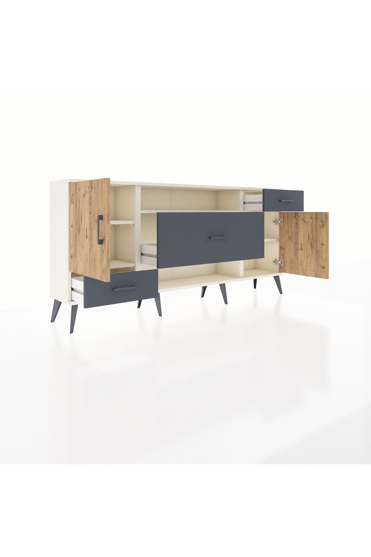 Arges Konsol 4 Raflı 3 Çekmeceli 2 Kapaklı 176x30x83 - S148M022V02A