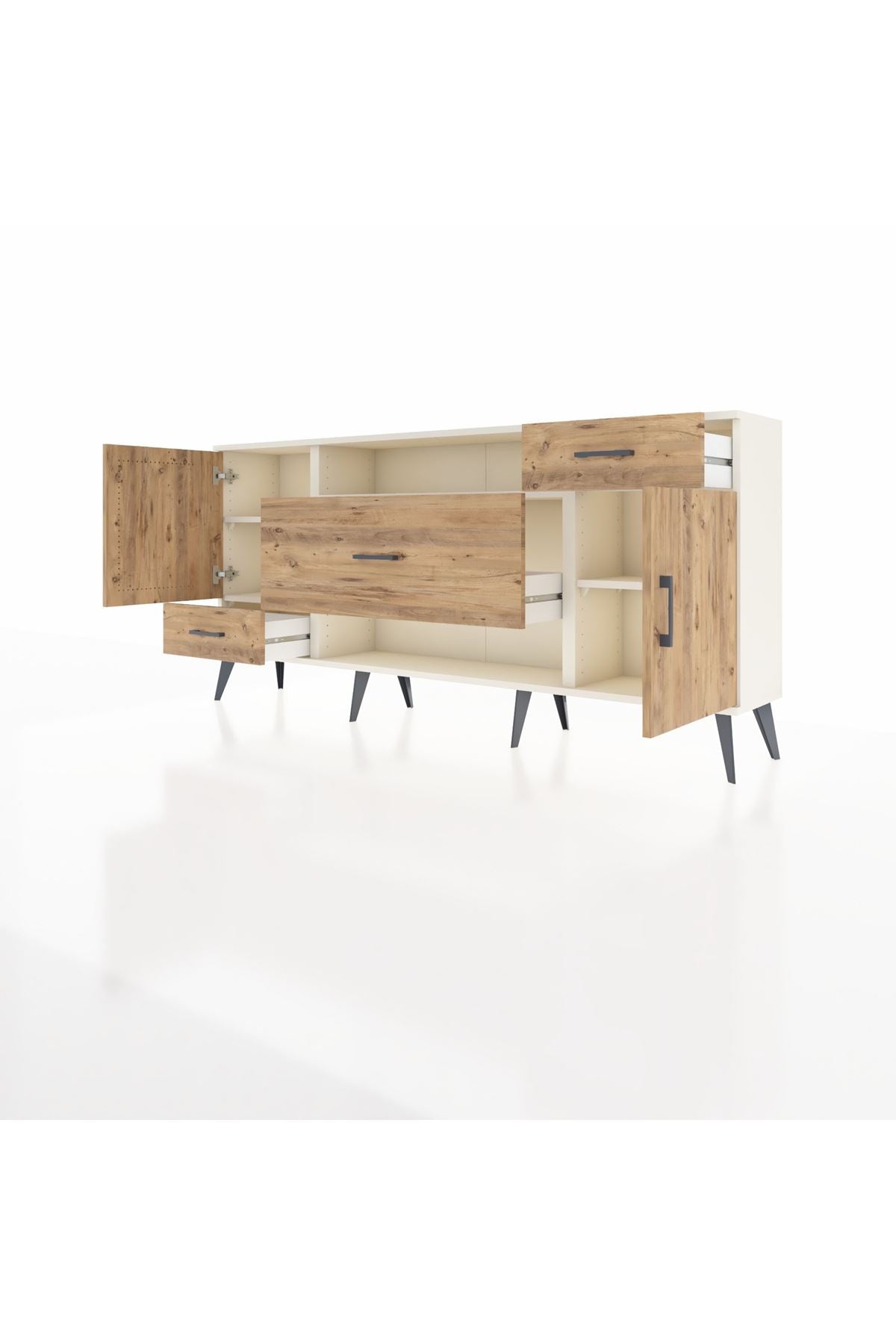 Arges Konsol 4 Raflı 3 Çekmeceli 2 Kapaklı 176x30x83 - S148M022V03A