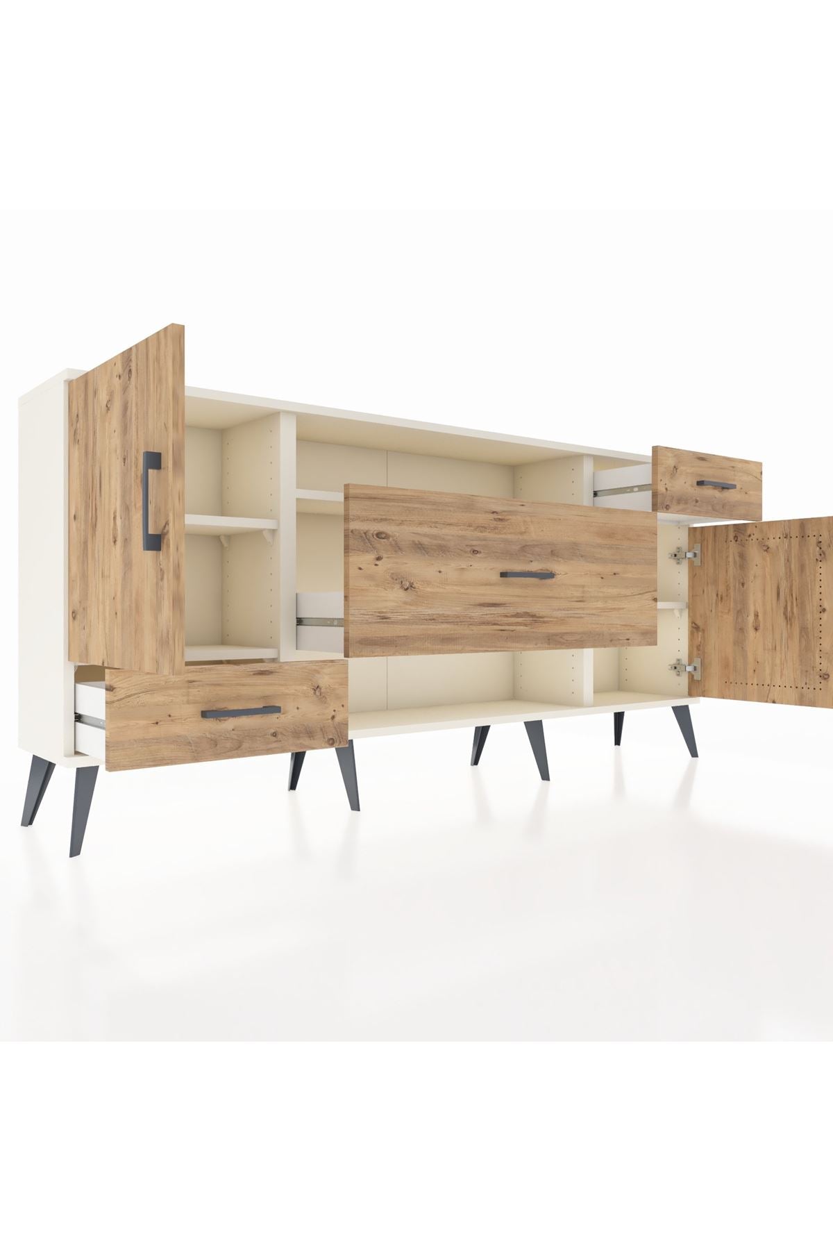 Arges Konsol 4 Raflı 3 Çekmeceli 2 Kapaklı 176x30x83 - S148M022V03A
