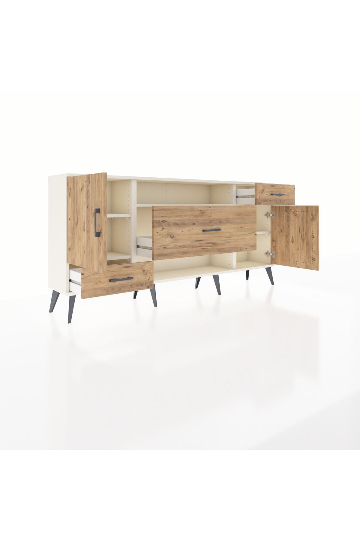 Arges Konsol 4 Raflı 3 Çekmeceli 2 Kapaklı 176x30x83 - S148M022V03A