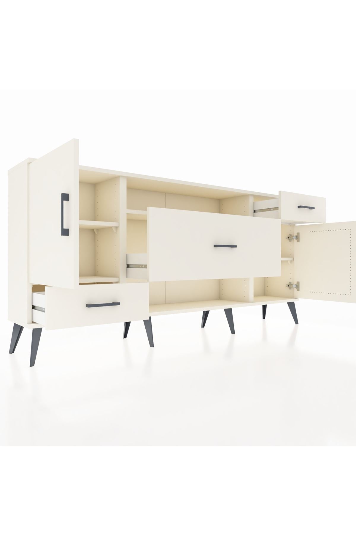 Arges Konsol 4 Raflı 3 Çekmeceli 2 Kapaklı 176x30x83 - S148M022V04A