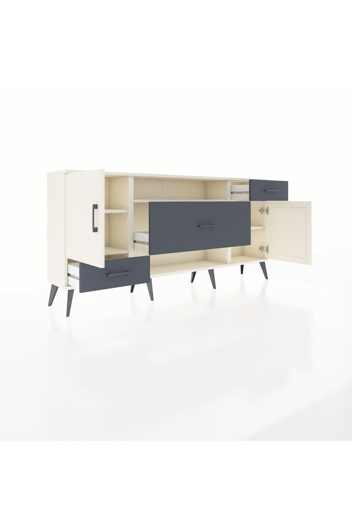 Arges Konsol 4 Raflı 3 Çekmeceli 2 Kapaklı 176x30x83 - S148M022V05A