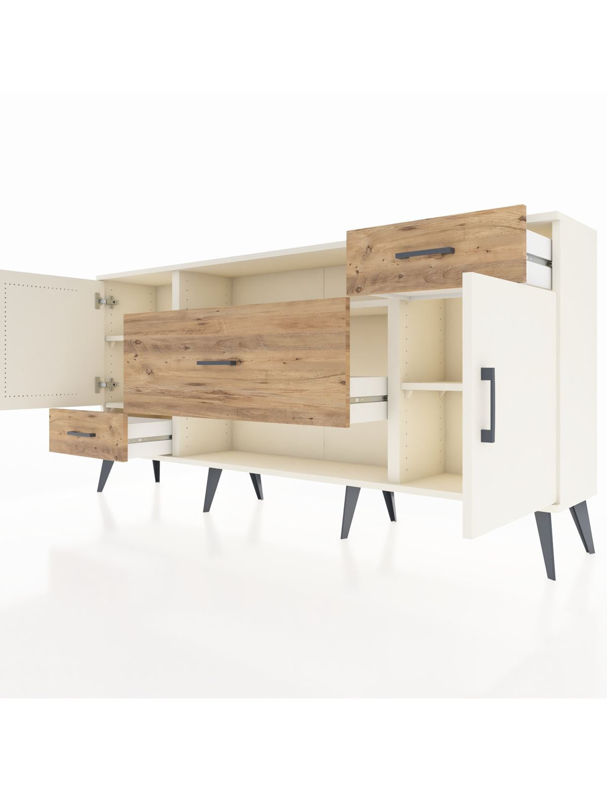 Arges Konsol 4 Raflı 3 Çekmeceli 2 Kapaklı 176x30x83 - S148M022V06A