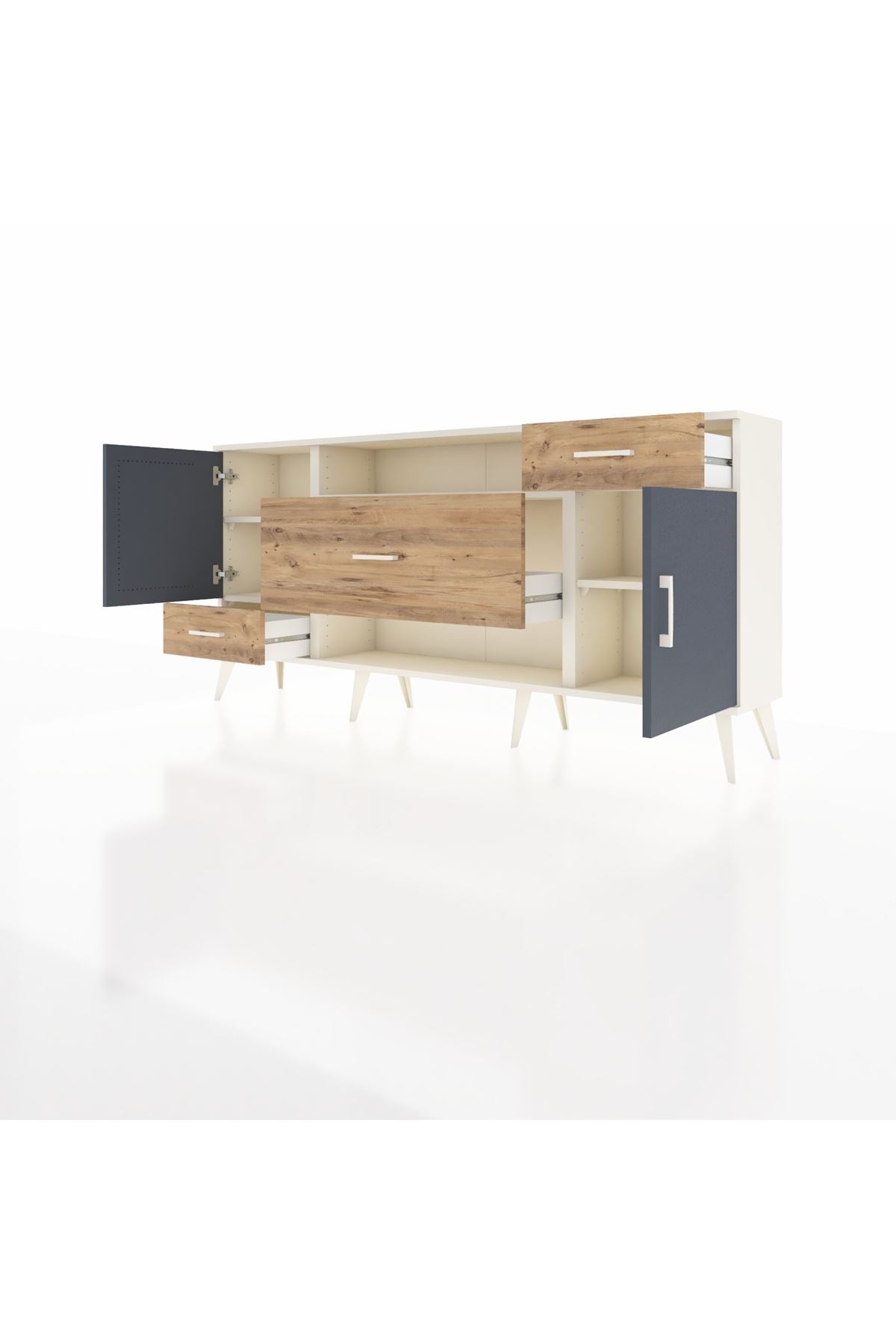 Arges Konsol 4 Raflı 3 Çekmeceli 2 Kapaklı 176x30x83 - S148M022V09A