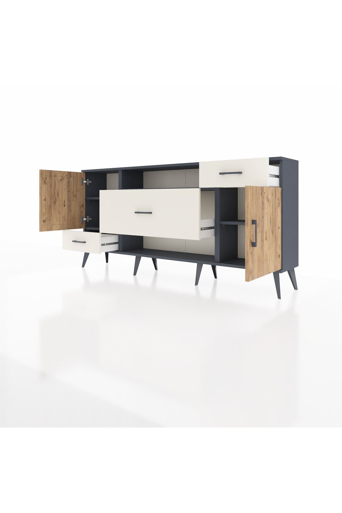 Arges Konsol 4 Raflı 3 Çekmeceli 2 Kapaklı 176x30x83 - S148M022V10A