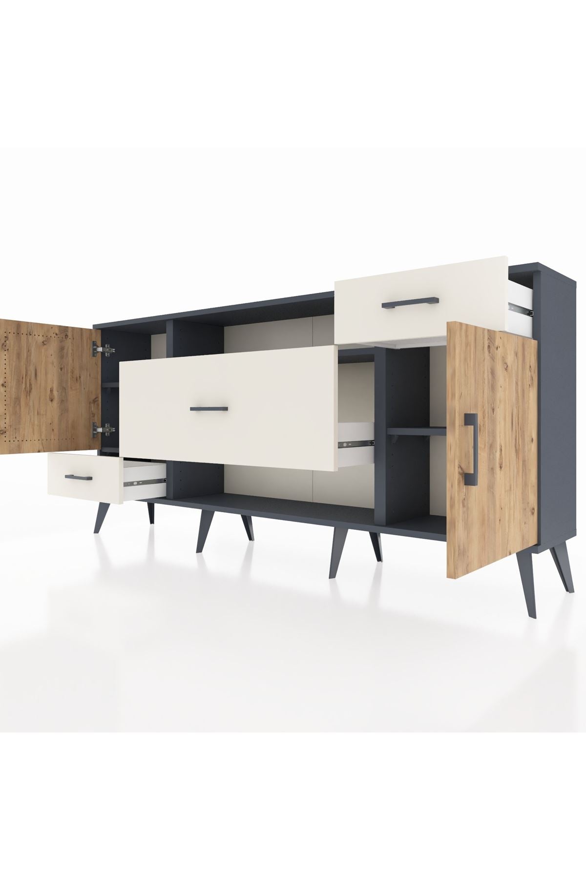 Arges Konsol 4 Raflı 3 Çekmeceli 2 Kapaklı 176x30x83 - S148M022V10A