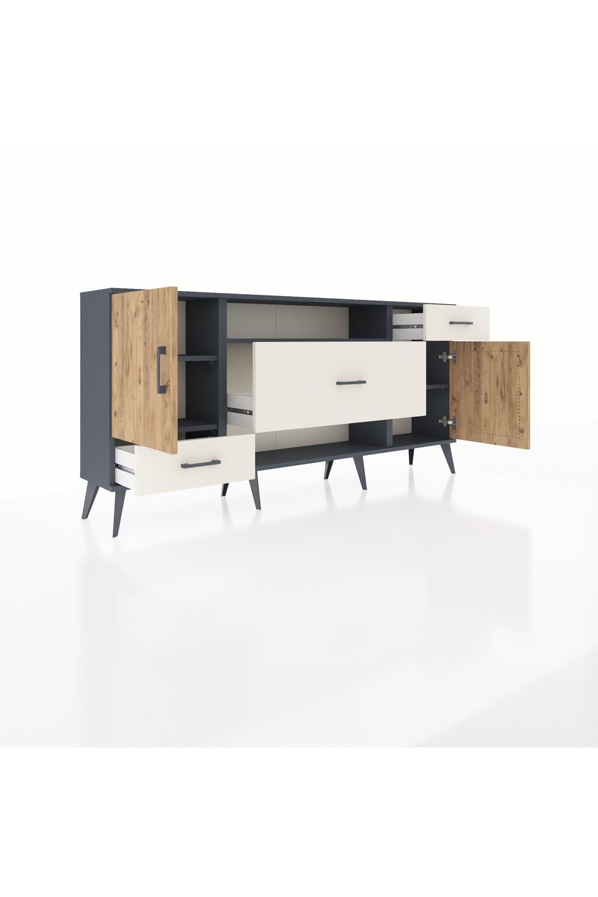 Arges Konsol 4 Raflı 3 Çekmeceli 2 Kapaklı 176x30x83 - S148M022V10A