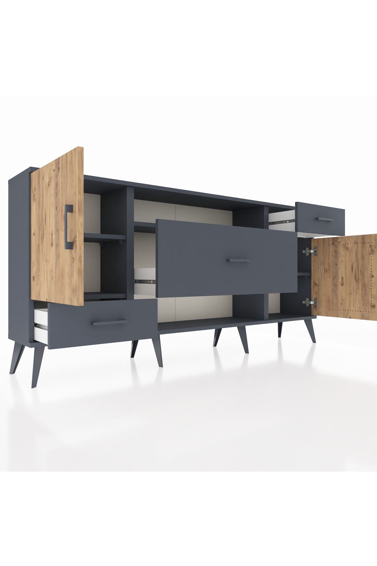 Arges Konsol 4 Raflı 3 Çekmeceli 2 Kapaklı 176x30x83 - S148M022V11A