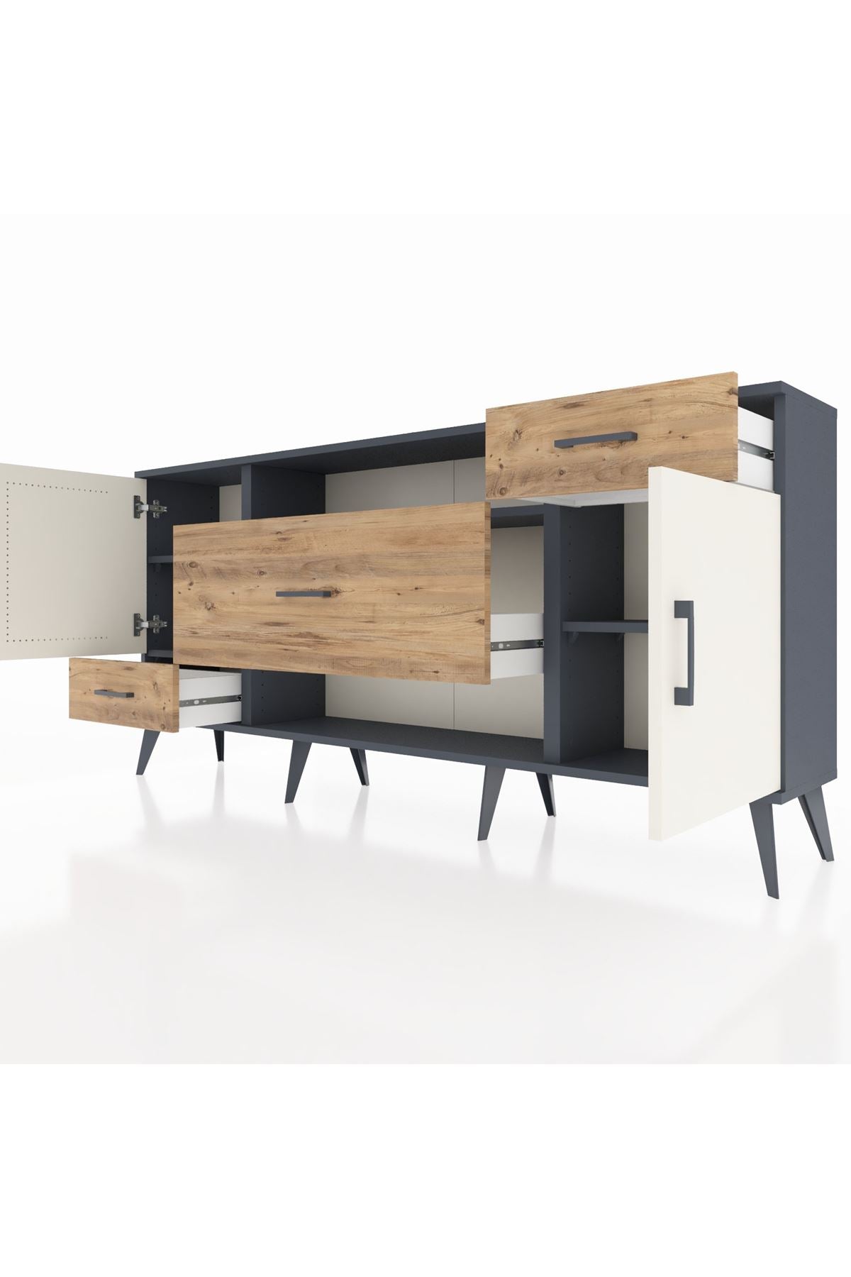 Arges Konsol 4 Raflı 3 Çekmeceli 2 Kapaklı 176x30x83 - S148M022V15A