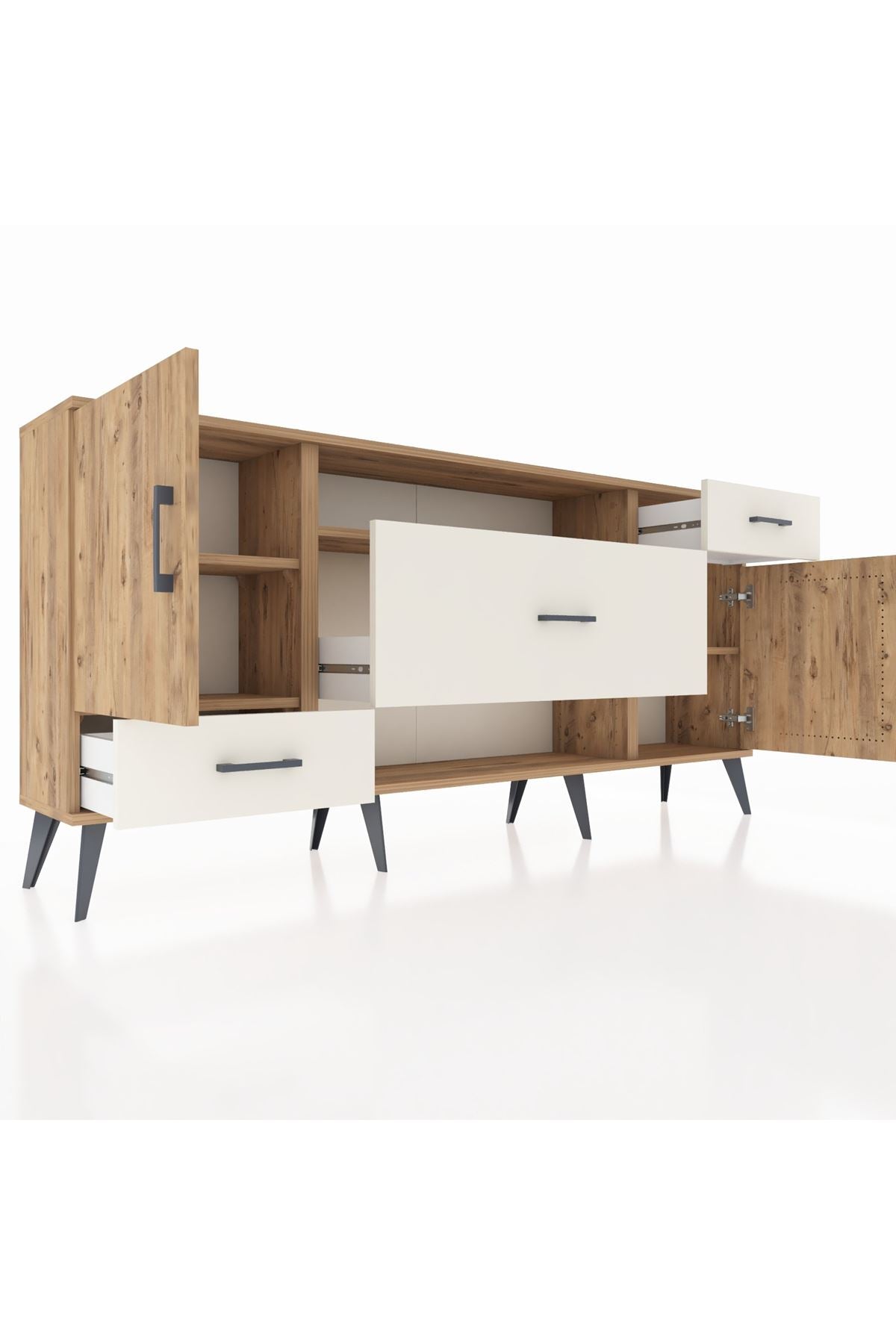Arges Konsol 4 Raflı 3 Çekmeceli 2 Kapaklı 176x30x83 - S148M022V19A