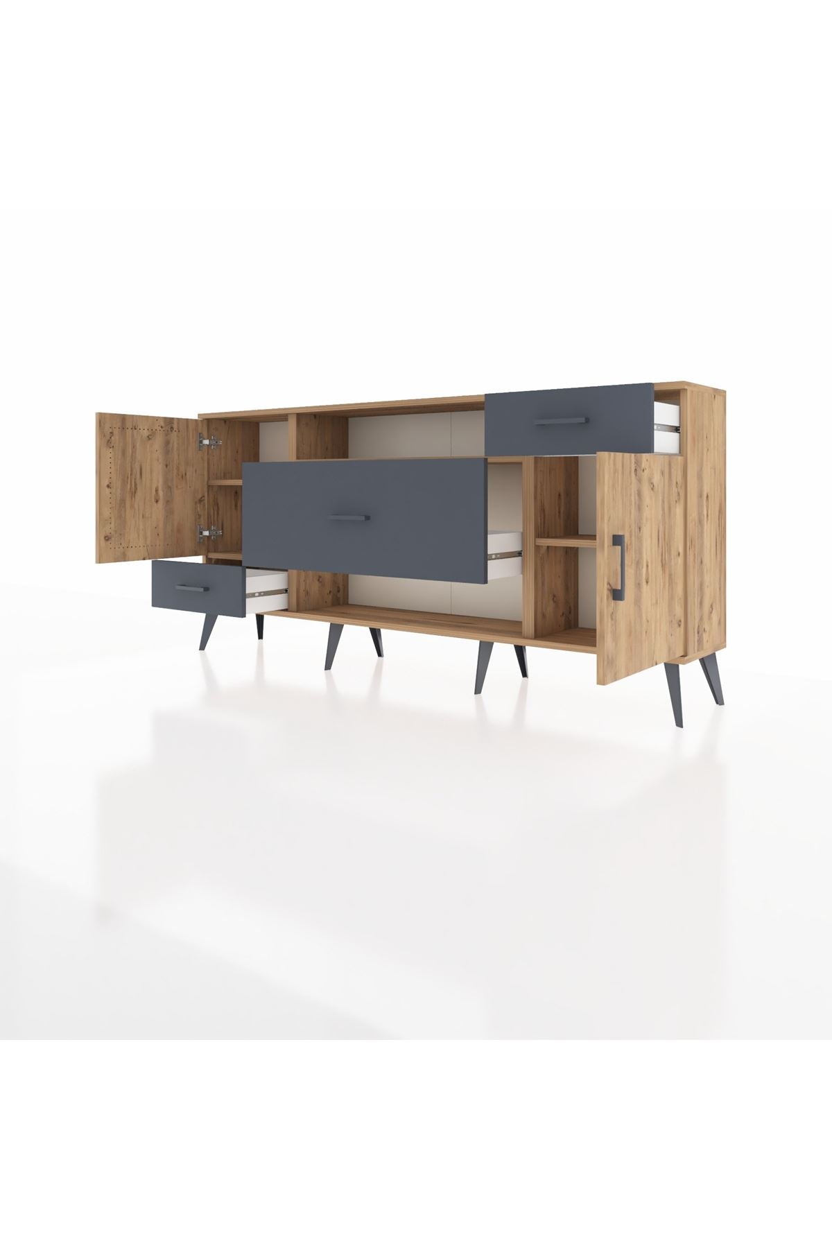 Arges Konsol 4 Raflı 3 Çekmeceli 2 Kapaklı 176x30x83 - S148M022V20A