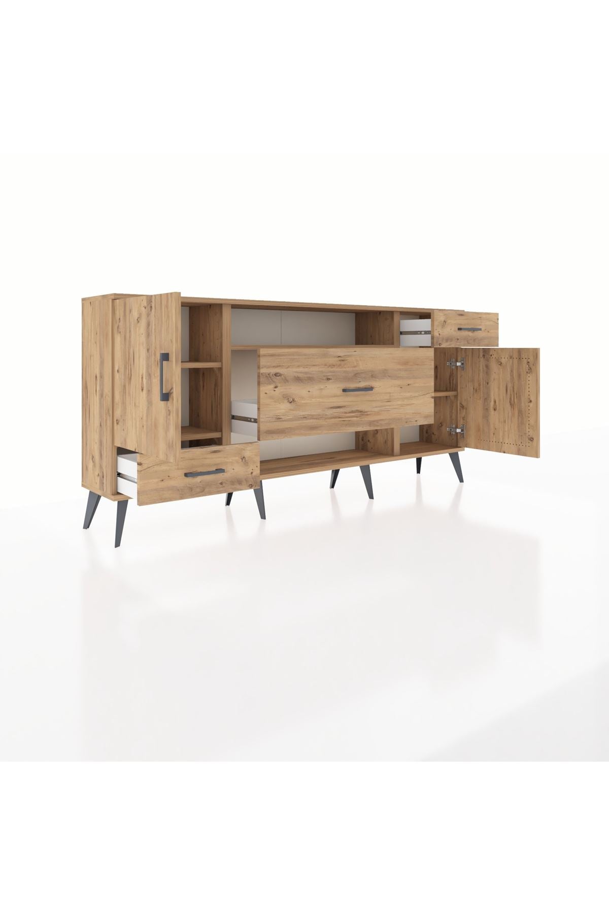 Arges Konsol 4 Raflı 3 Çekmeceli 2 Kapaklı 176x30x83 - S148M022V21A