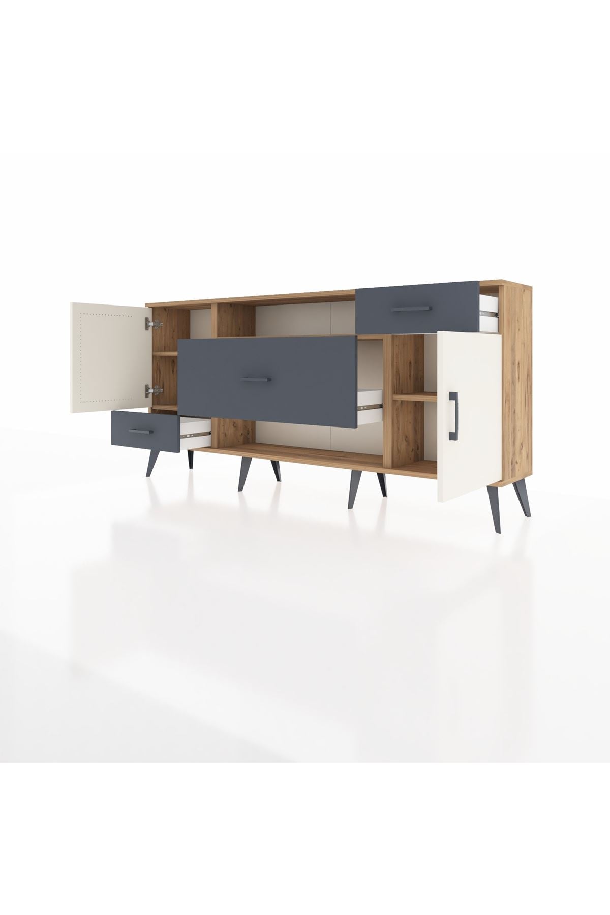 Arges Konsol 4 Raflı 3 Çekmeceli 2 Kapaklı 176x30x83 - S148M022V23A