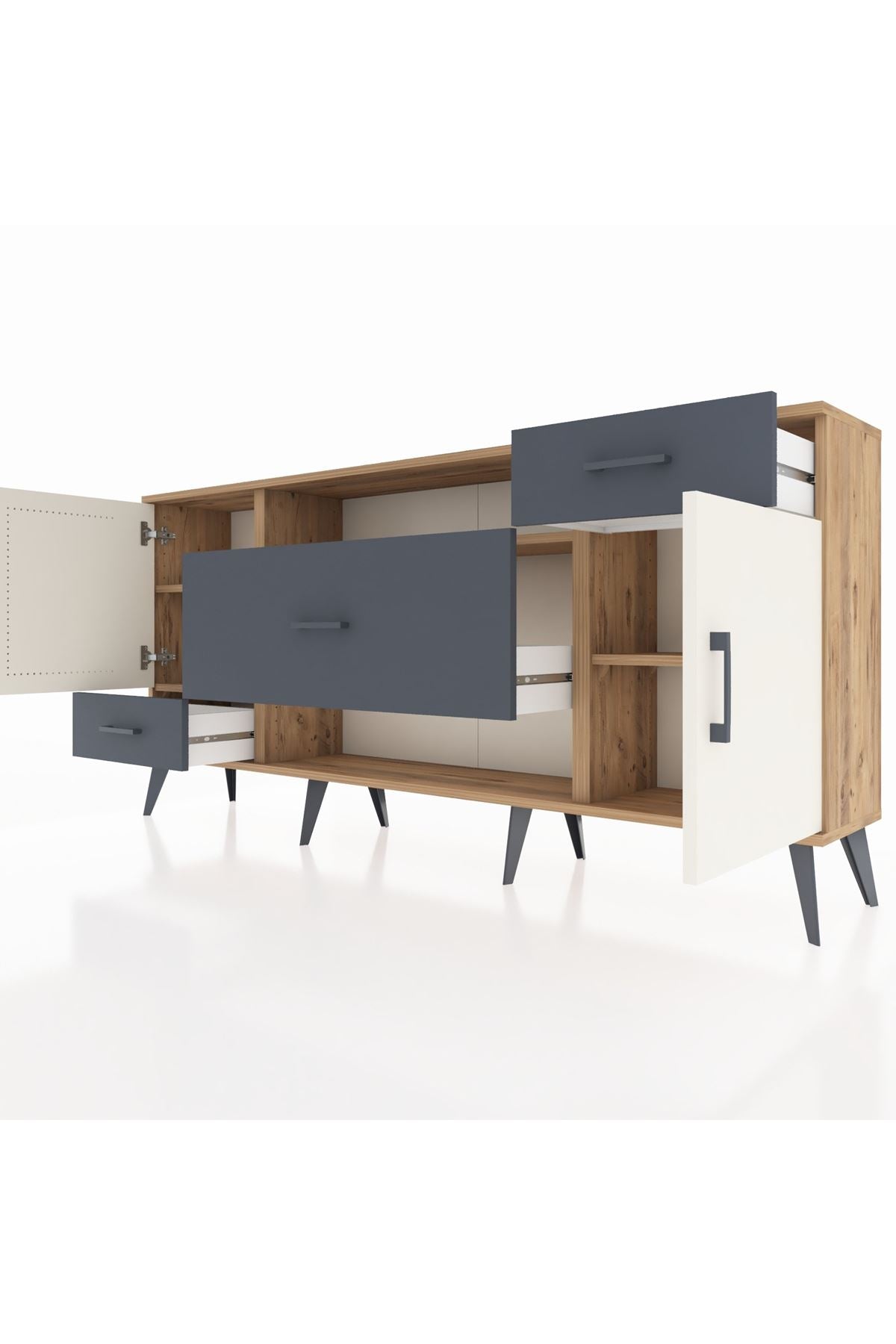 Arges Konsol 4 Raflı 3 Çekmeceli 2 Kapaklı 176x30x83 - S148M022V23A