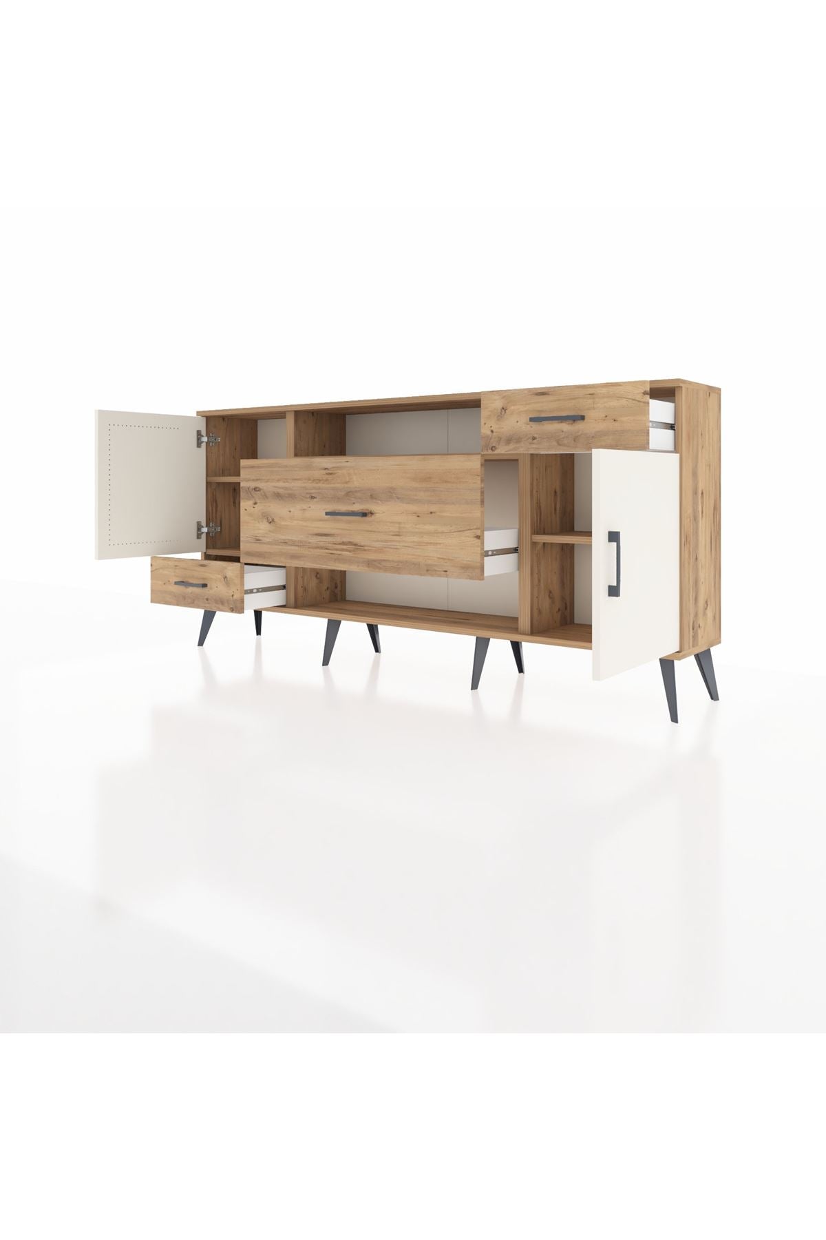 Arges Konsol 4 Raflı 3 Çekmeceli 2 Kapaklı 176x30x83 - S148M022V24A