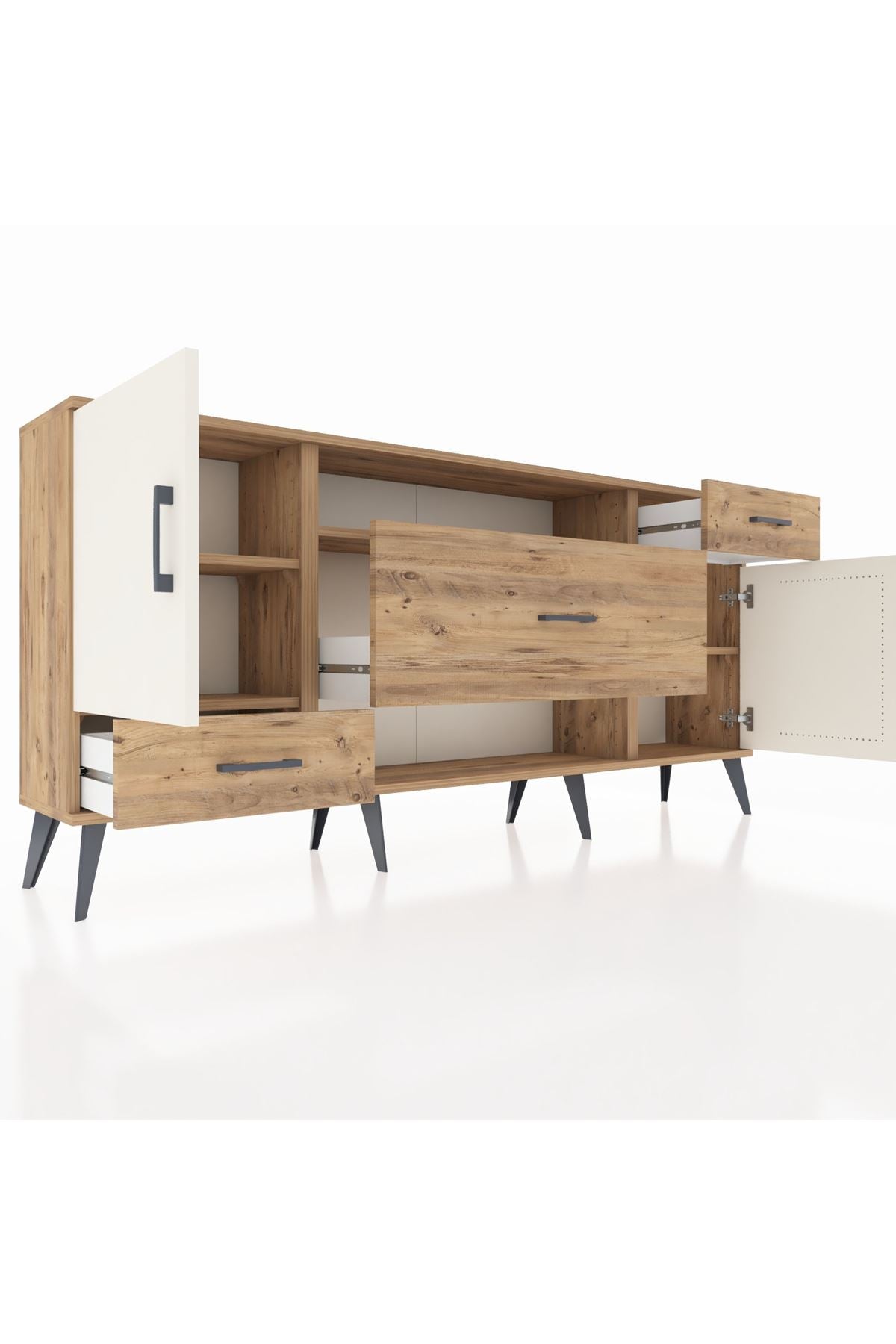 Arges Konsol 4 Raflı 3 Çekmeceli 2 Kapaklı 176x30x83 - S148M022V24A