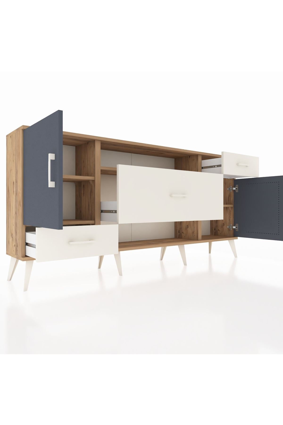 Arges Konsol 4 Raflı 3 Çekmeceli 2 Kapaklı 176x30x83 - S148M022V25A