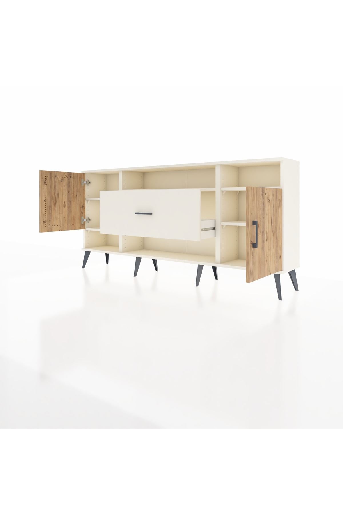 Arges Konsol 5 Raflı Tek Çekmeceli 2 Kapaklı 176x30x83 - S148M023V01A