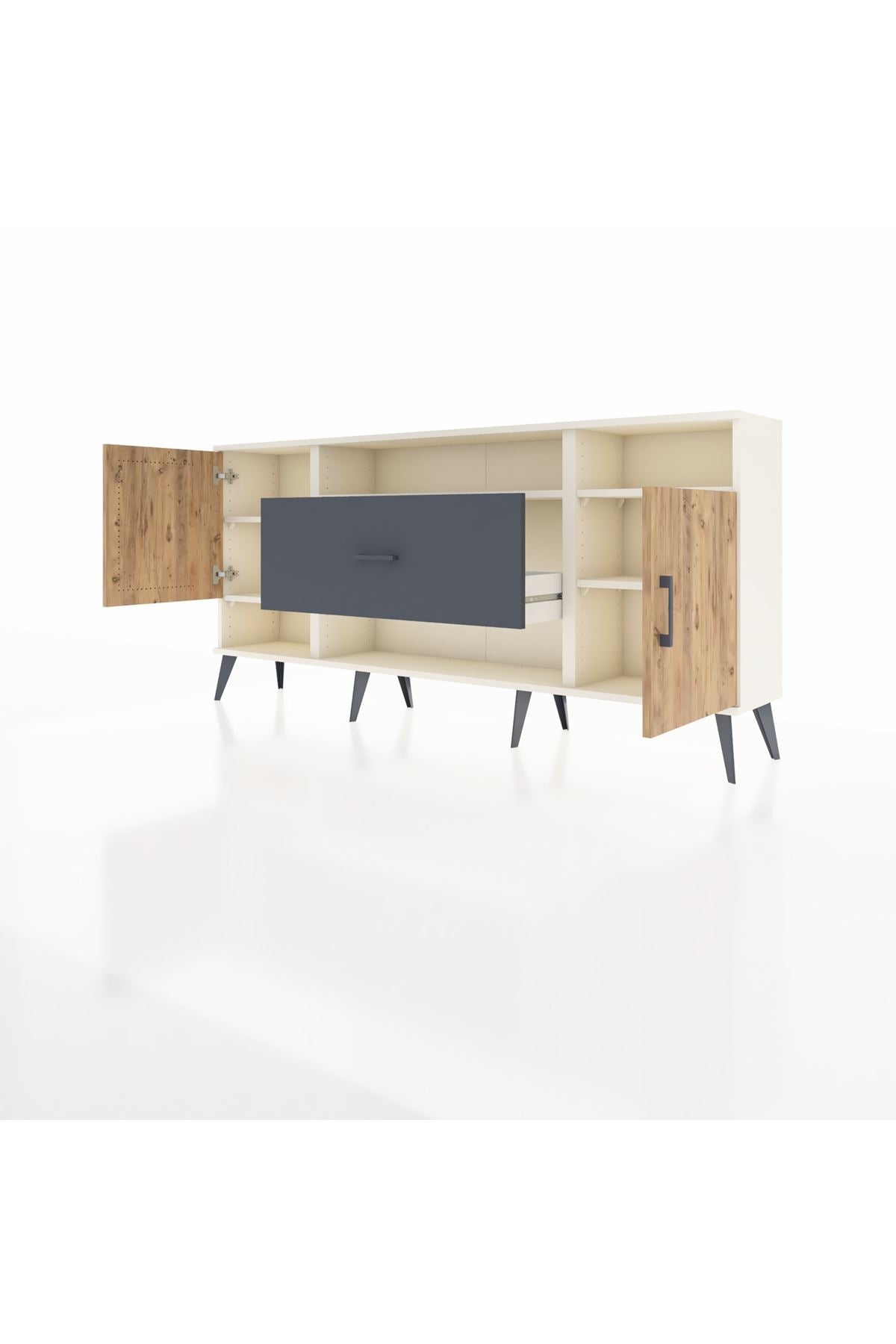 Arges Konsol 5 Raflı Tek Çekmeceli 2 Kapaklı 176x30x83 - S148M023V02A