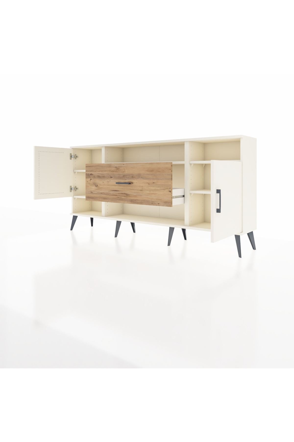 Arges Konsol 5 Raflı Tek Çekmeceli 2 Kapaklı 176x30x83 - S148M023V06A