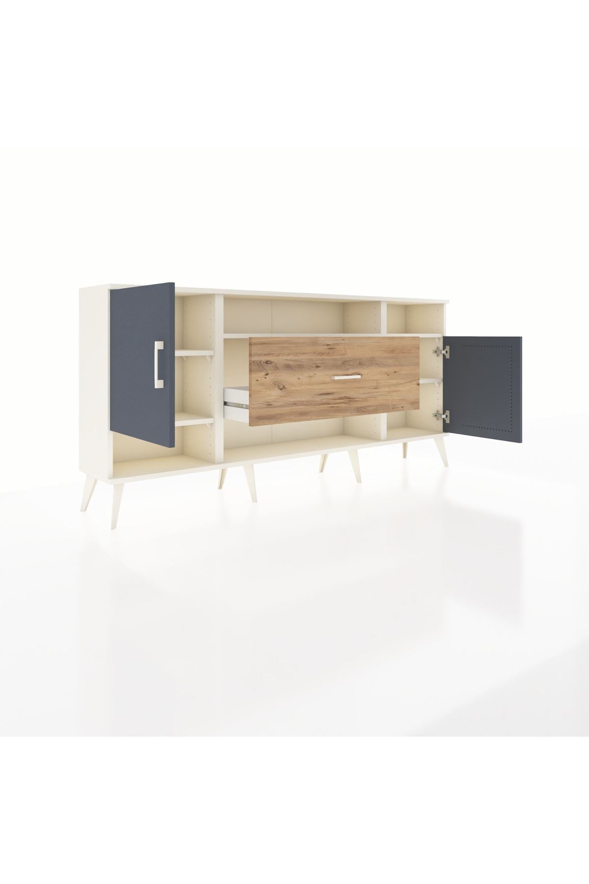 Arges Konsol 5 Raflı Tek Çekmeceli 2 Kapaklı 176x30x83 - S148M023V09A