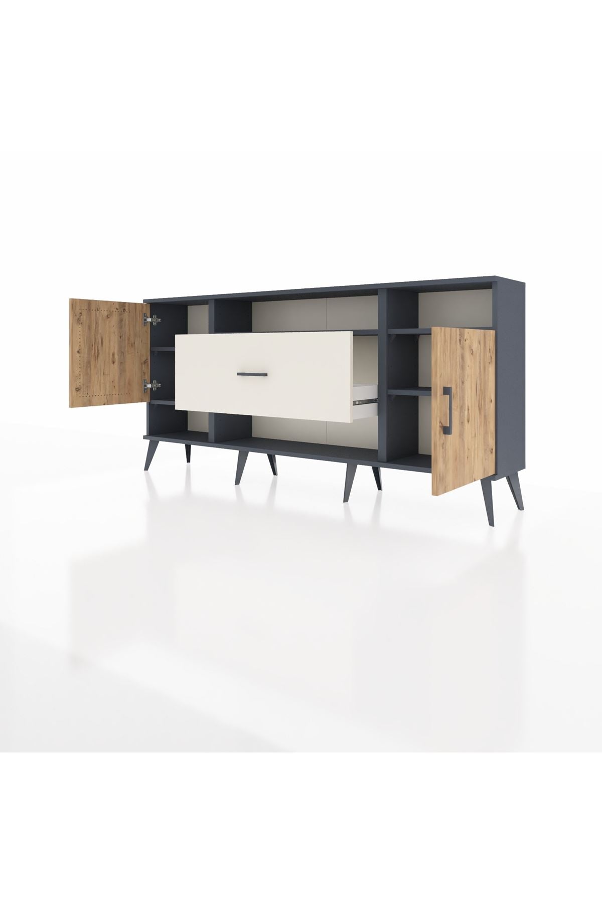 Arges Konsol 5 Raflı Tek Çekmeceli 2 Kapaklı 176x30x83 - S148M023V10A