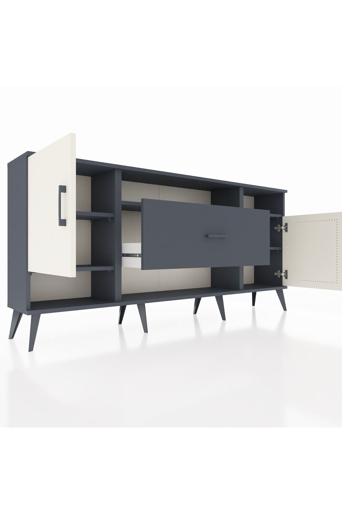 Arges Konsol 5 Raflı Tek Çekmeceli 2 Kapaklı 176x30x83 - S148M023V14A