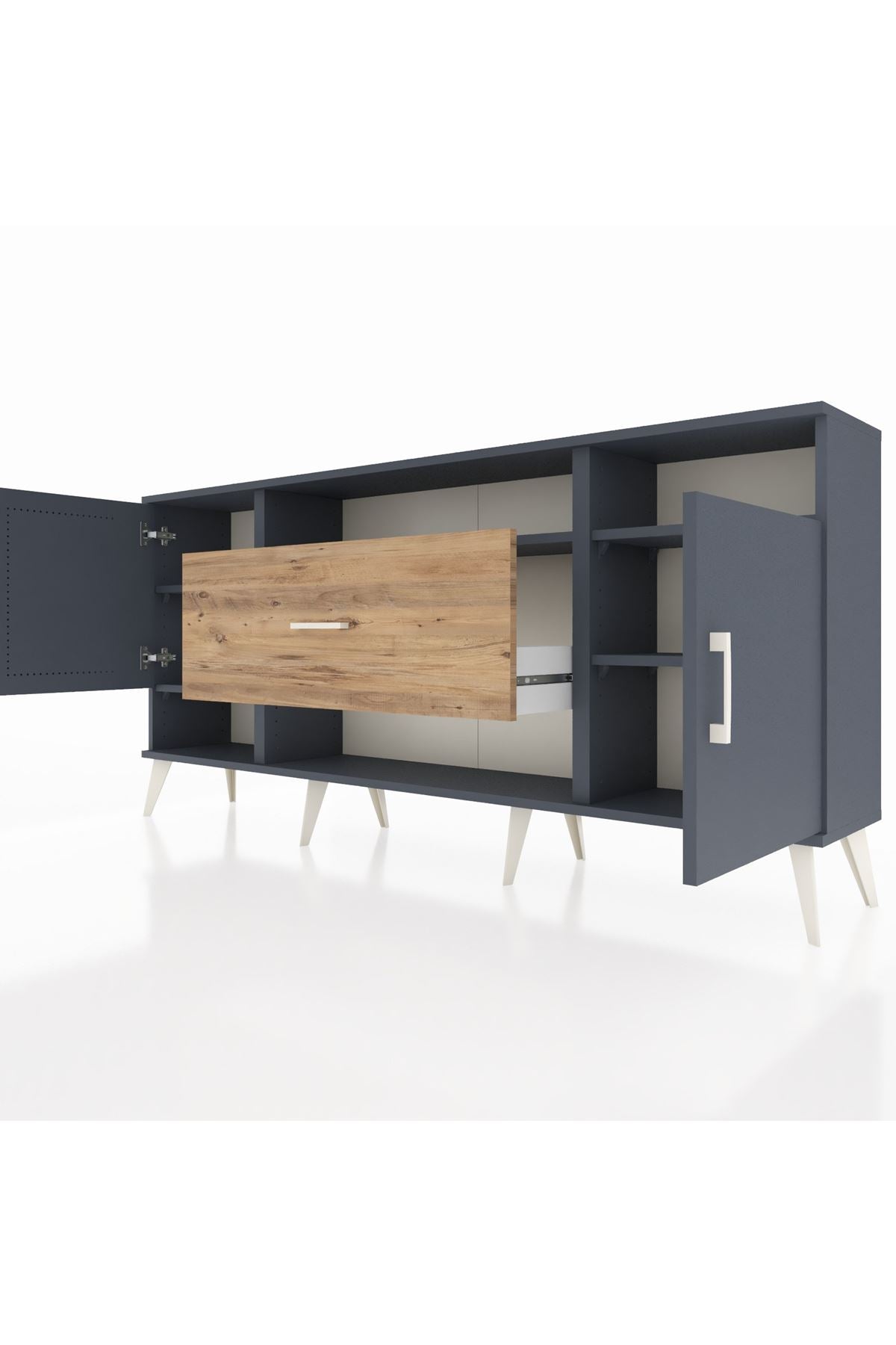 Arges Konsol 5 Raflı Tek Çekmeceli 2 Kapaklı 176x30x83 - S148M023V18A