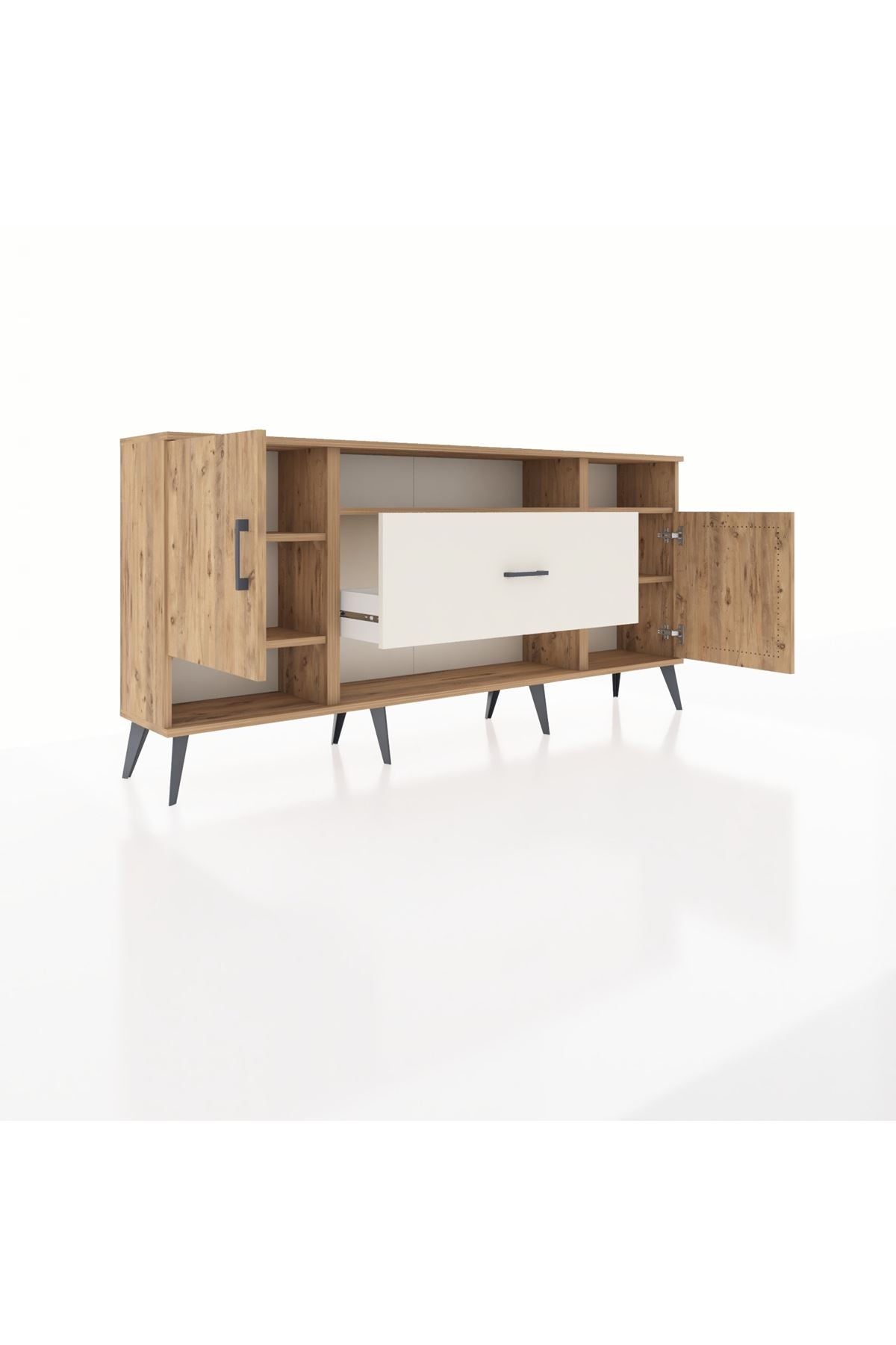 Arges Konsol 5 Raflı Tek Çekmeceli 2 Kapaklı 176x30x83 - S148M023V19A