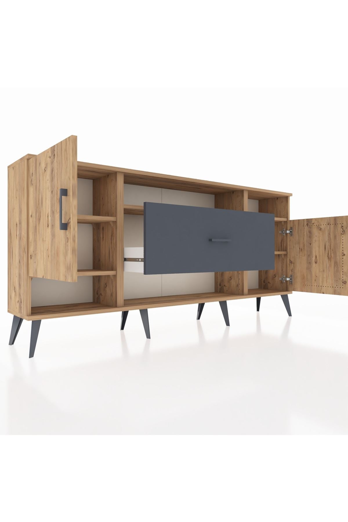 Arges Konsol 5 Raflı Tek Çekmeceli 2 Kapaklı 176x30x83 - S148M023V20A