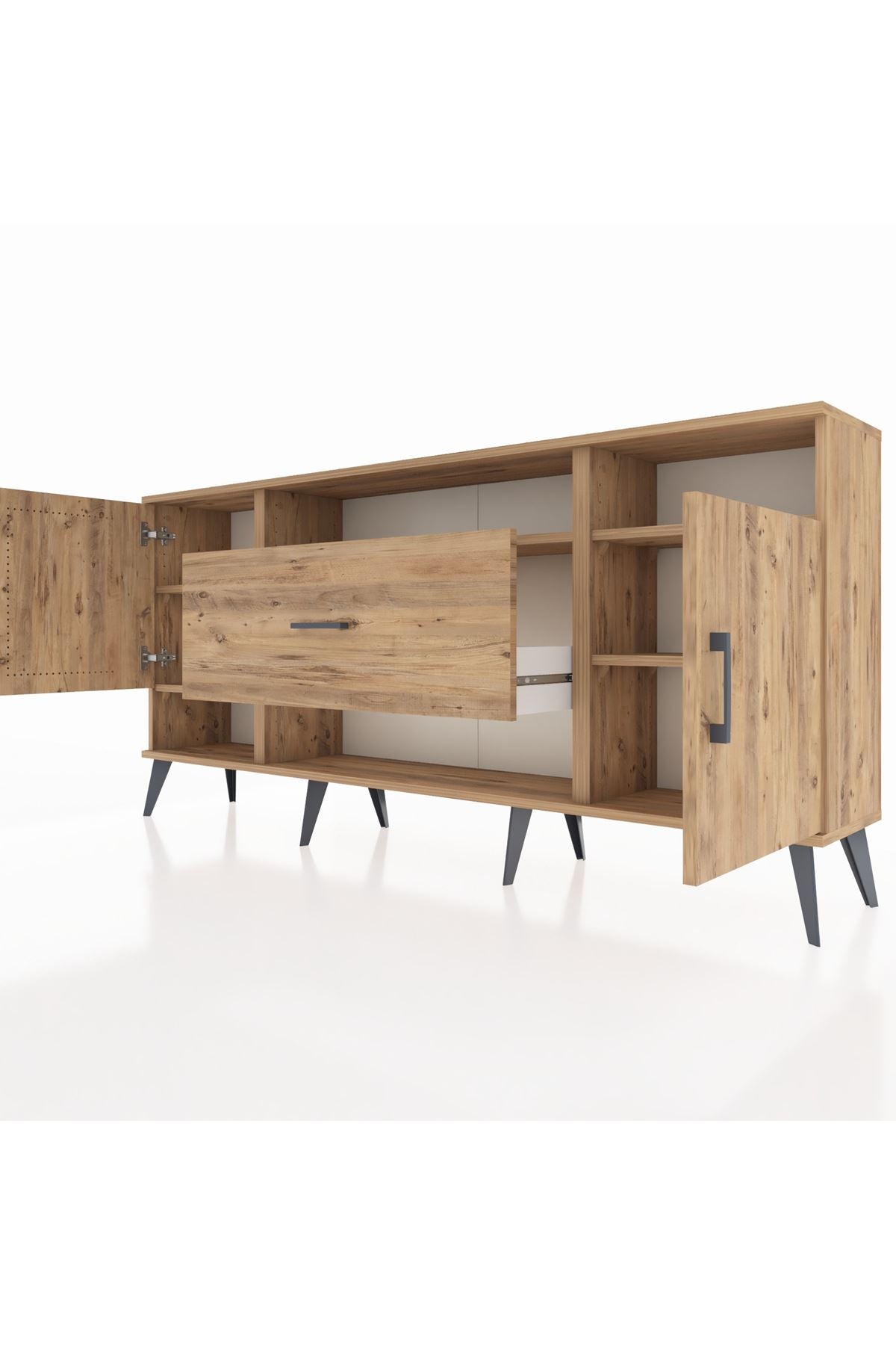 Arges Konsol 5 Raflı Tek Çekmeceli 2 Kapaklı 176x30x83 - S148M023V21A
