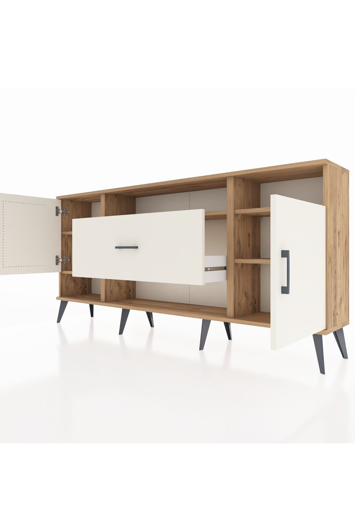Arges Konsol 5 Raflı Tek Çekmeceli 2 Kapaklı 176x30x83 - S148M023V22A
