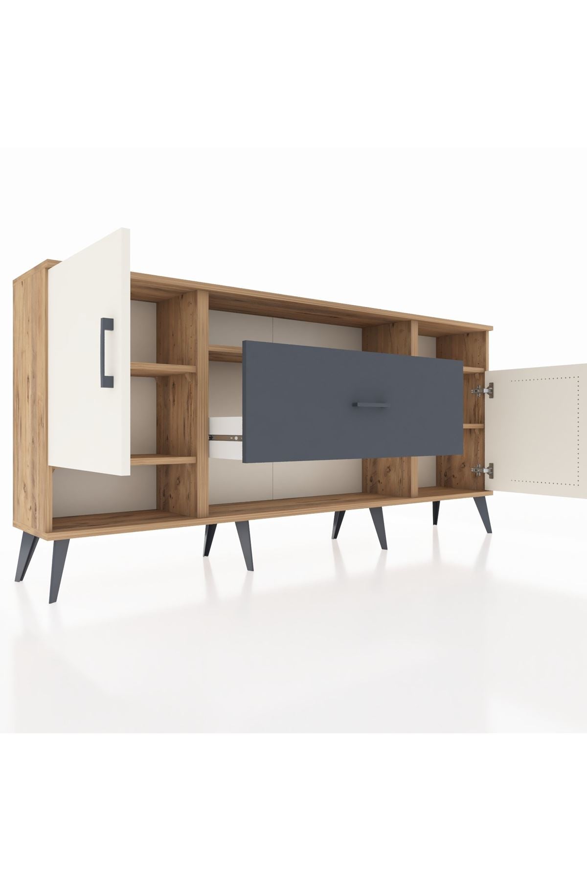 Arges Konsol 5 Raflı Tek Çekmeceli 2 Kapaklı 176x30x83 - S148M023V23A