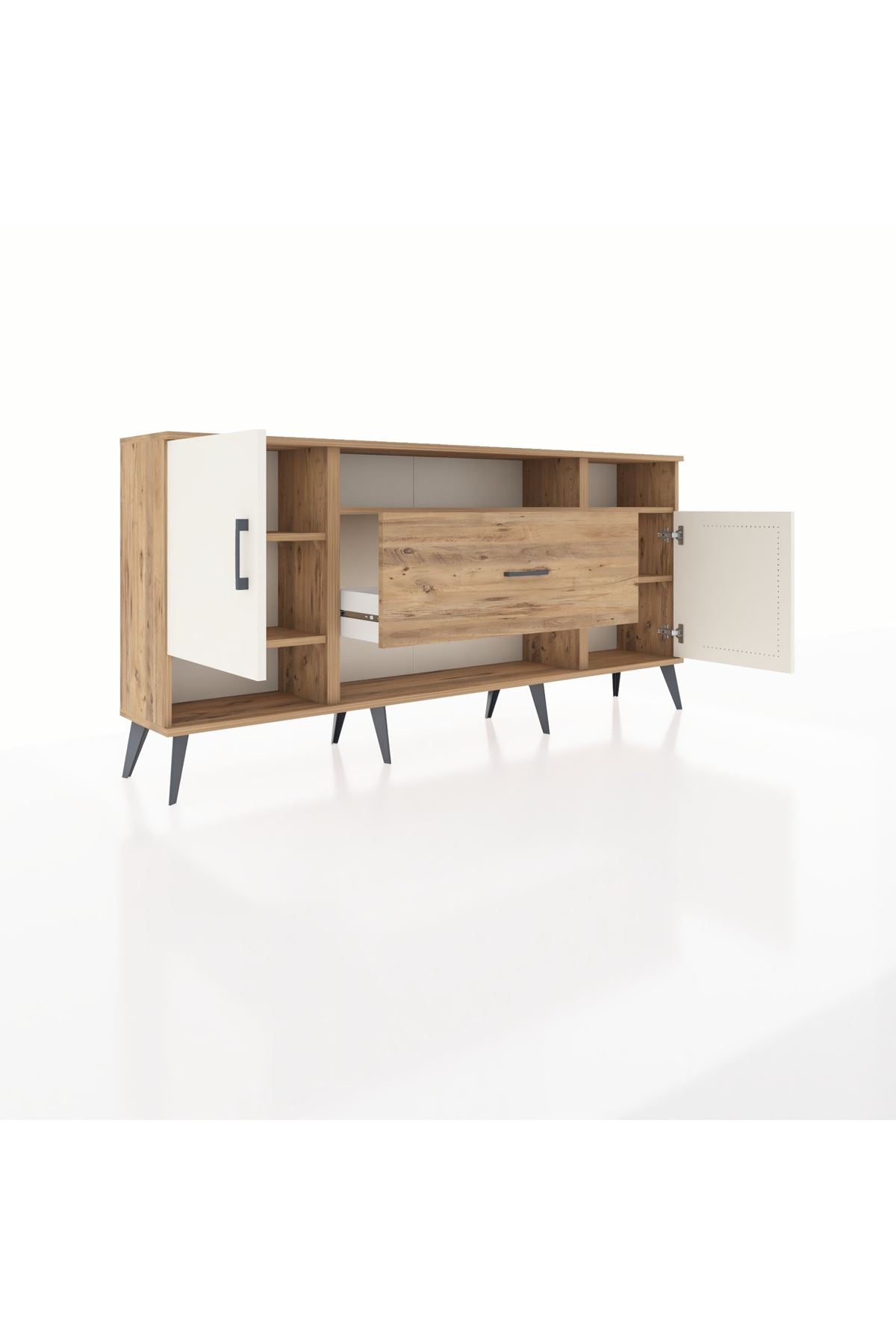Arges Konsol 5 Raflı Tek Çekmeceli 2 Kapaklı 176x30x83 - S148M023V24A
