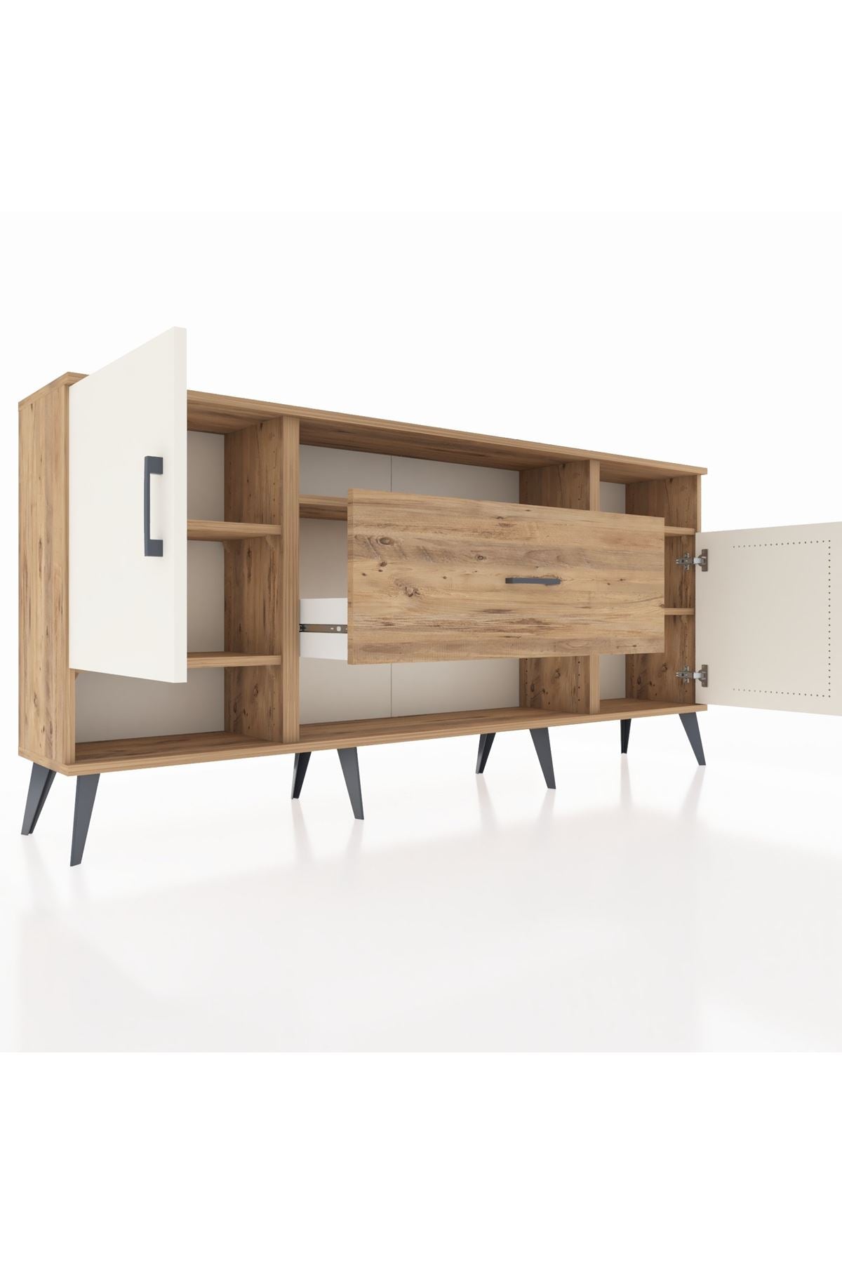 Arges Konsol 5 Raflı Tek Çekmeceli 2 Kapaklı 176x30x83 - S148M023V24A