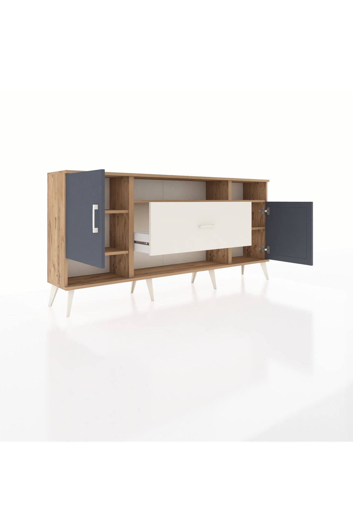 Arges Konsol 5 Raflı Tek Çekmeceli 2 Kapaklı 176x30x83 - S148M023V25A