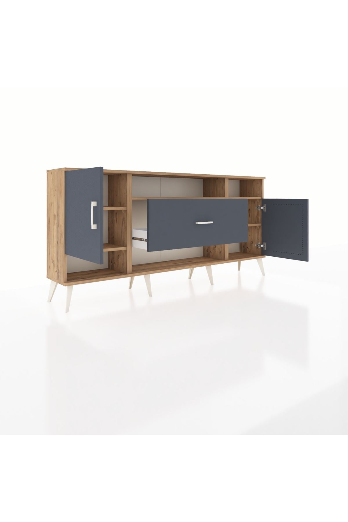 Arges Konsol 5 Raflı Tek Çekmeceli 2 Kapaklı 176x30x83 - S148M023V26A