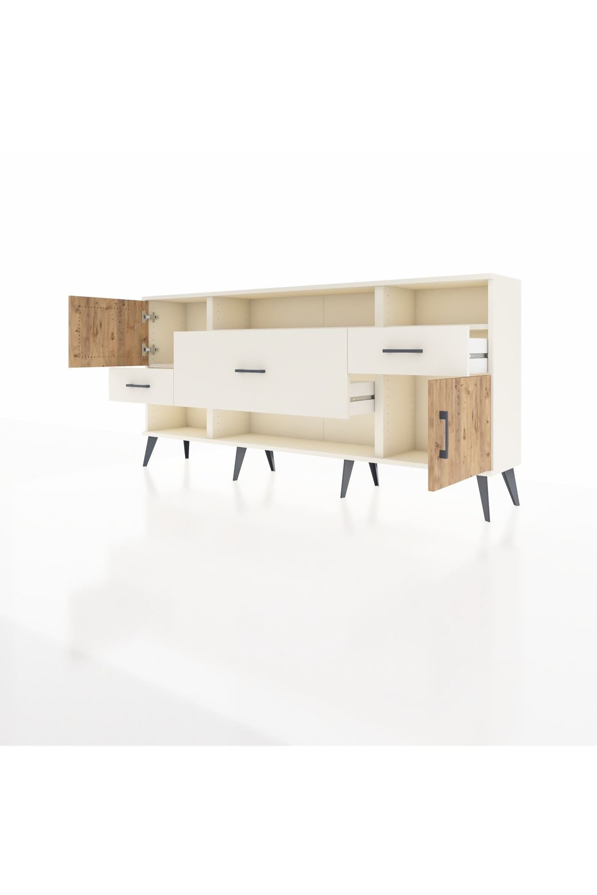Arges Konsol 3 Raflı 3 Çekmeceli 2 Kapaklı 176x30x83 - S148M024V01A